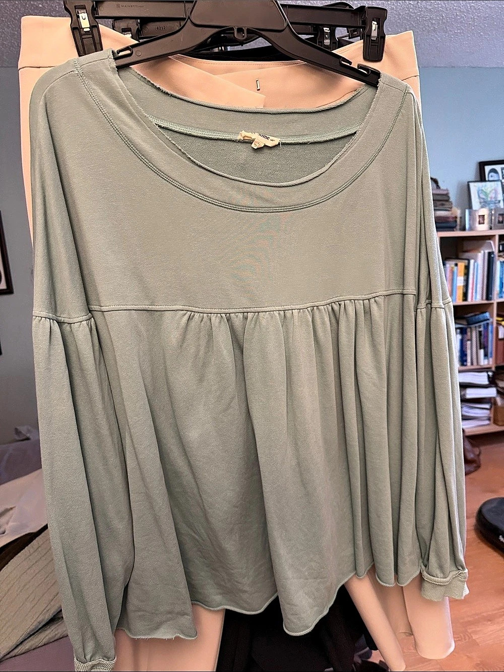 Free People Sage Green Peasant Tunic Top